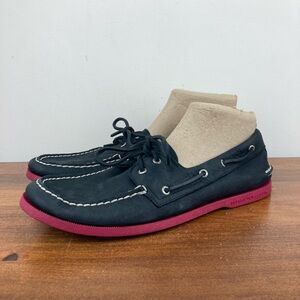 Sperry Top-Sider Black Leather Boat Shoes Red Sole STS23767 Men’s Size 13M.